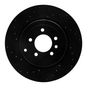 Land Rover Range Rover Sport Brake Rotor (1) - Rear Left - R1 Concepts - Drilled & Slotted - Black - `10-`13